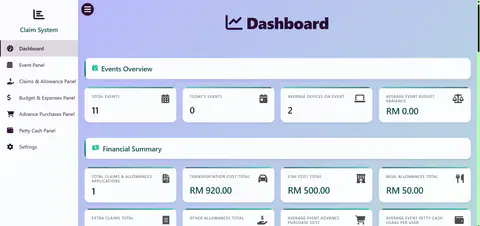 Screenshot of Staf-Claim-System